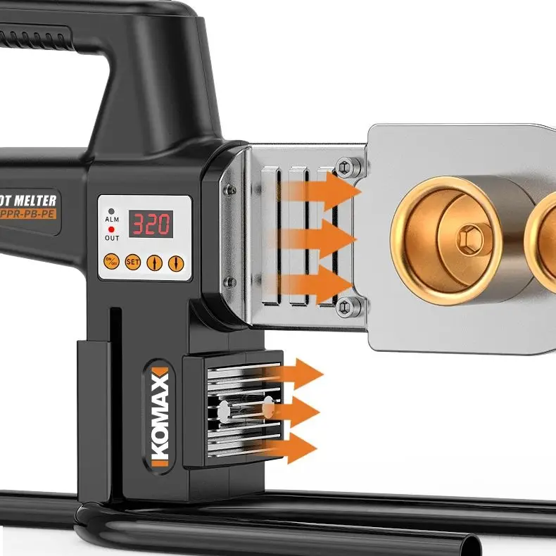 

Аппарат для сварки пластика PE/PPR/PB/PPC Плавильник для труб Перезаряжаемый аппарат для горячего расплава Макс. 320 ° Сварочный аппарат