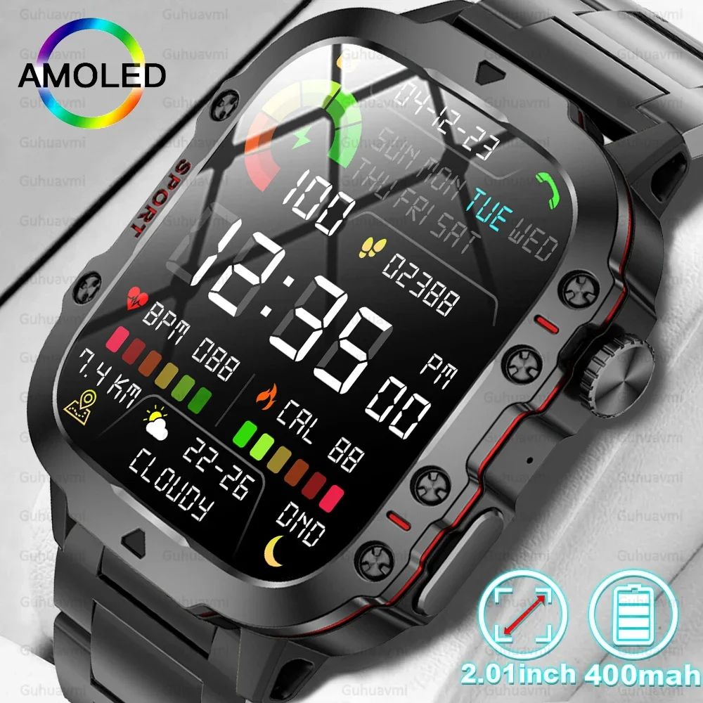 2025 Outdoor Military 3ATM Waterproof Smart Watch Men 420mAh Battery Heart Rate Sports Fitness Watches Bluetooth Call Smartwatch