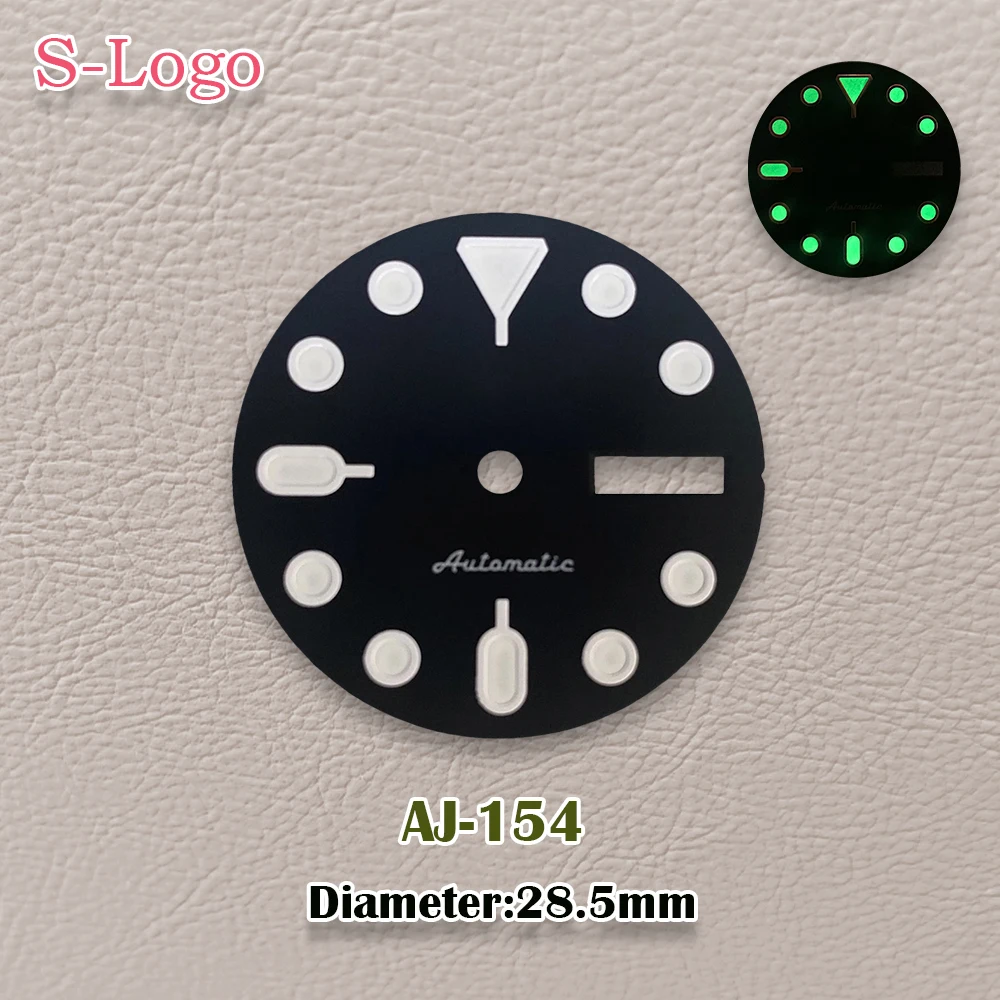 28.5mm S Logo NH36 Dial Green Luminous SKX007 Dial Suitable For NH36 Japanese Automatic Movement Watch Accessories Repair tools