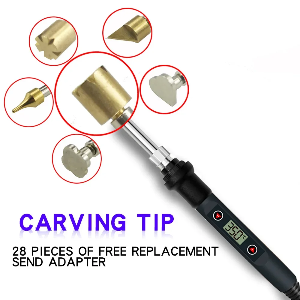 80W Digital Soldering Iron Carving Pyrography Tool Wood Burning Embossing Soldering Pen Set Temperature Adjustable