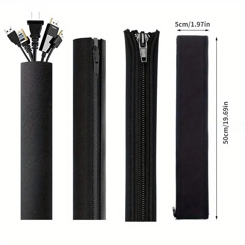 4Pcs/Lot Zipper Cable Sleeve Flexible Wire Organizer PC Cable Management Cover Protector for Computer