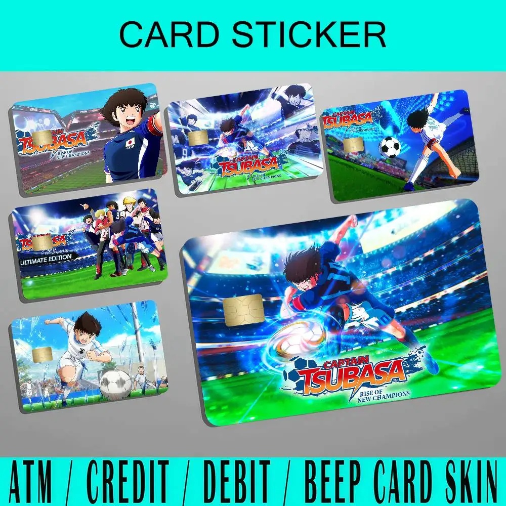 Anime C-captain T-tsubasaS Bank Credit Cards Bus Pass Stickers Cool Decoration Waterproof 4PCS Card