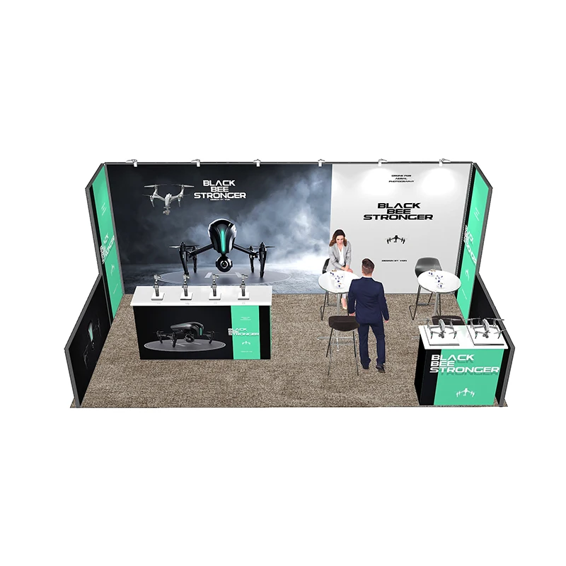 Cabine d'exposition commerciale en aluminium de luxe de Chine d'assemblage facile modulaire extensible 10x20