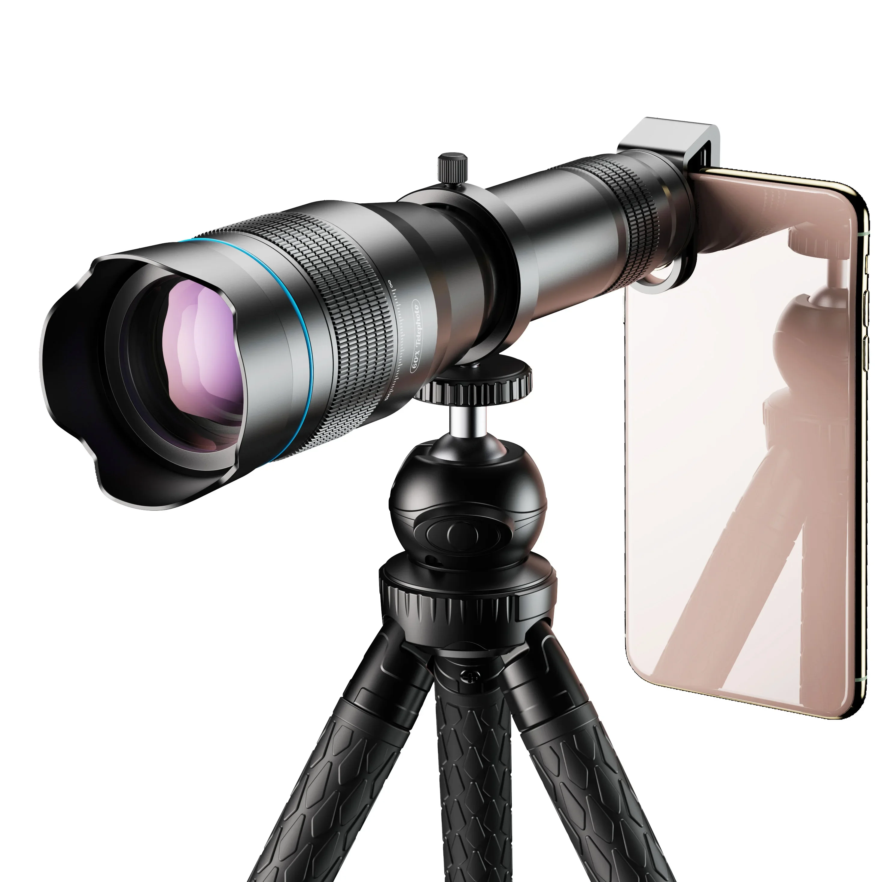 APEXEL New 60X Telephoto Zoom Lens with Remote Shutter Monocular Telescope Lens Mobile Camera Lens for Smartphone with Tripod