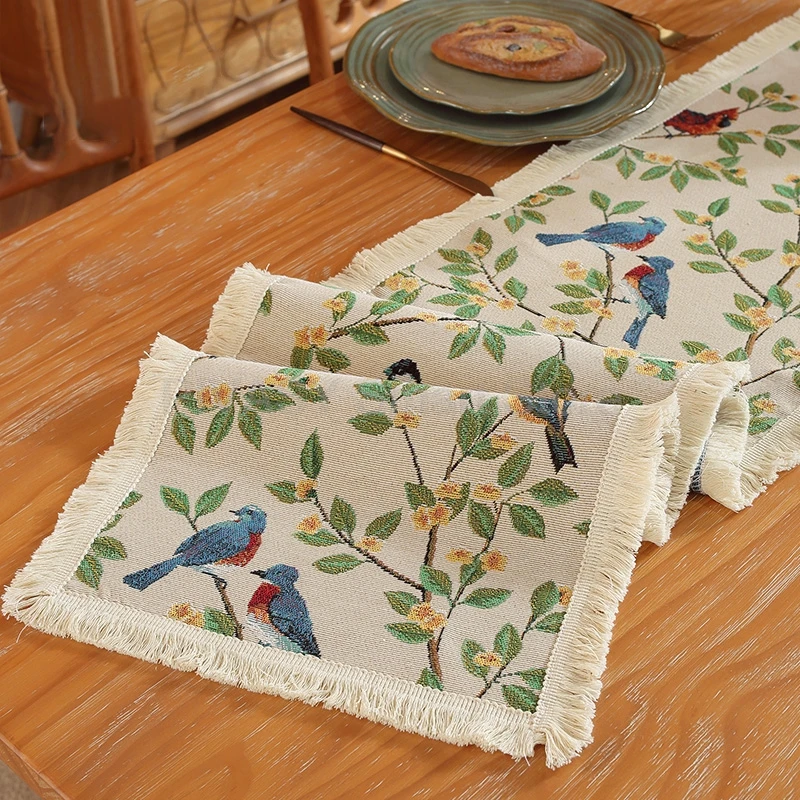 Luxo americano-retro corredor de mesa high-end design floral capa à prova de poeira para mesa de café armário de tv tecido de poliéster durável