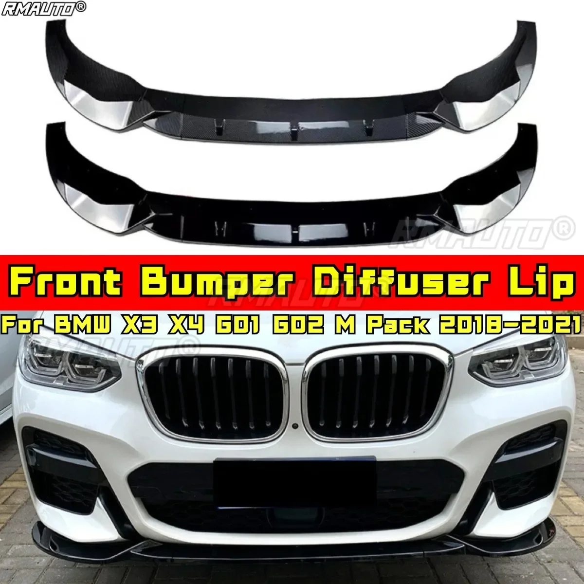

For BMW X3 X4 G01 G02 M Pack for Front Bumper Diffuser Lip Front Spoiler for BMW X3 X4 G01 G02 M Pack 2018-2021 Modification