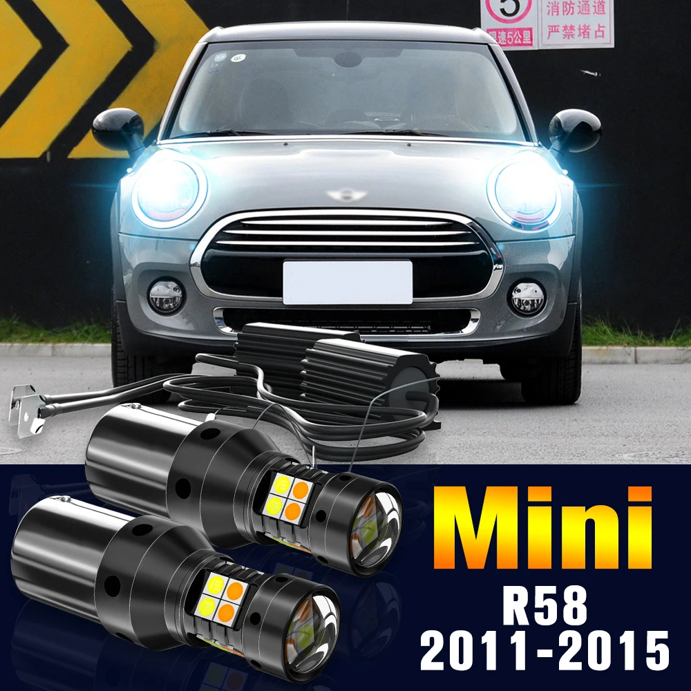 

2pcs LED Dual Mode Turn Signal+Daytime Running Light DRL Lamp For Mini Coupe R58 2011-2015 2012 2013 2014 Accessories