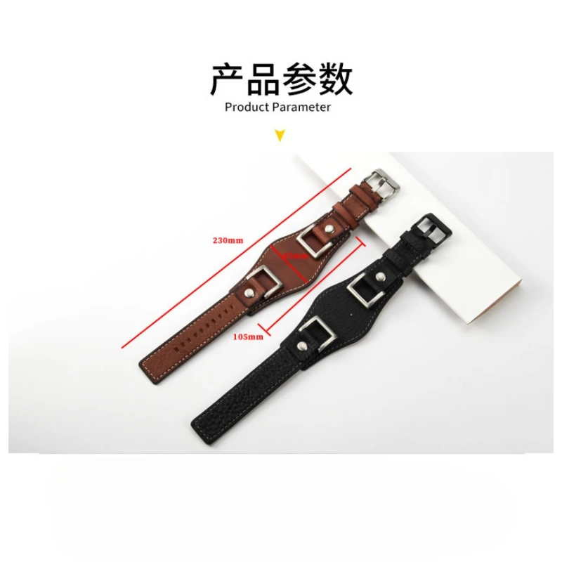 For Fossil Jr1157 First Layer Cowhide Strap Accessories Retro Style Strap Leather Stainless Steel Connector 24mm