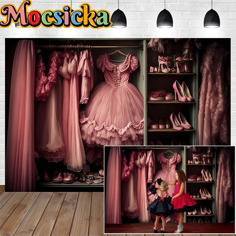 Dream Pink Dolly Closet Backdrop Photography Sweet Girl 16th Birthday Party Dress Background Baby Cake Smash Photo Studio Prop