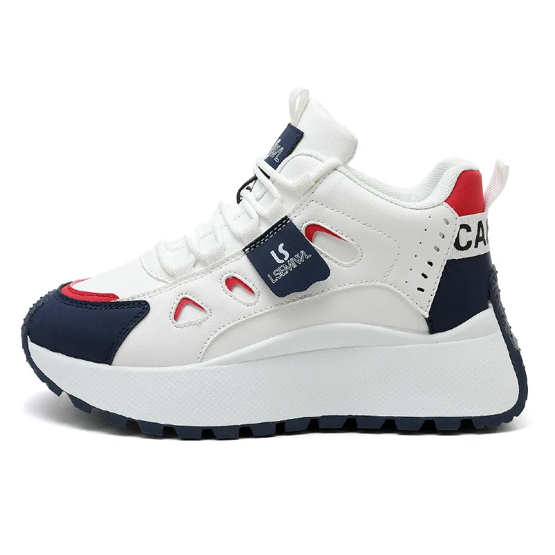 

2026 Summer High Gang White Shoes Female Heightening Sports Leisure Board Shoes Plus-size Fashion Canvas Lace Up Women Sneakers