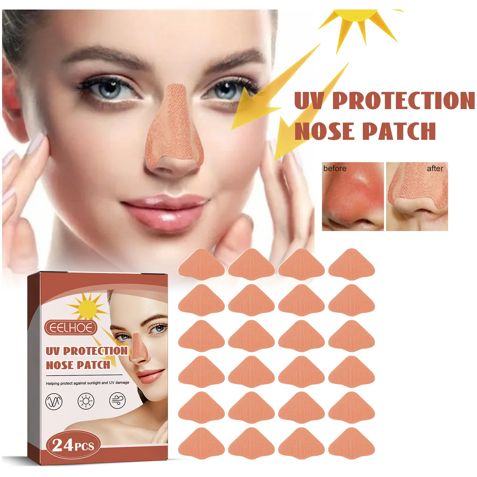 

Защитные пластыри для носа, изоляционные УФ-пластыри для носа, сужение пор, удаление черных точек, УФ-защитный пластырь, средство для ухода за лицом