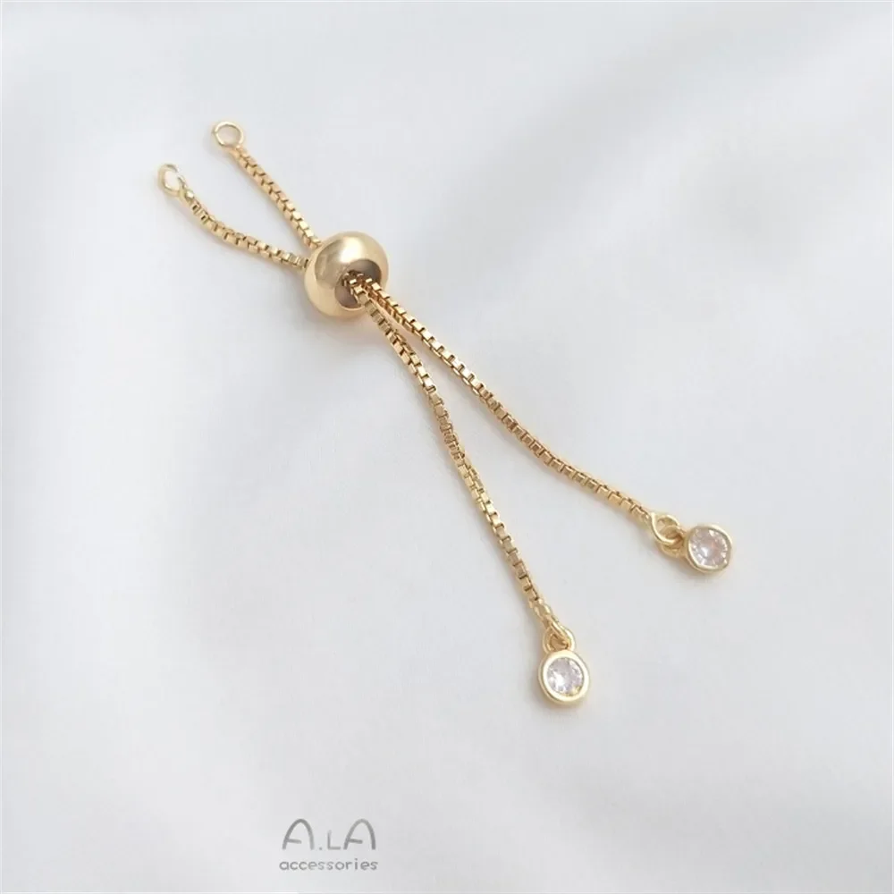 14K Gold Plated Silica gel beads adjust extension chain short hanging zircon DIY bracelet jewelry extension chain