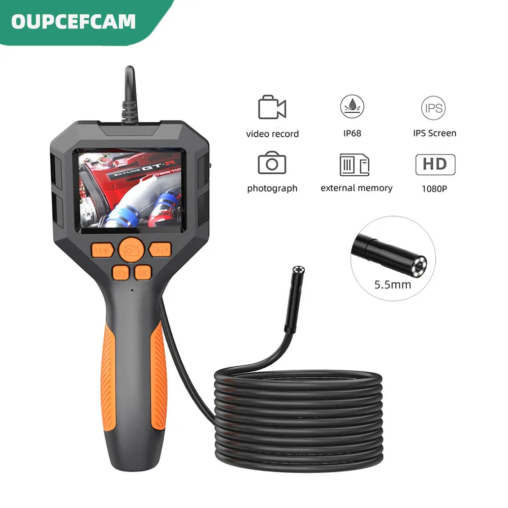 

5.5mm 1080P Lens Camera 2.8 “ IPS Screen Pipe Handheld Endoscope All-In-One Machine Auto Repair Video Peeper Detector