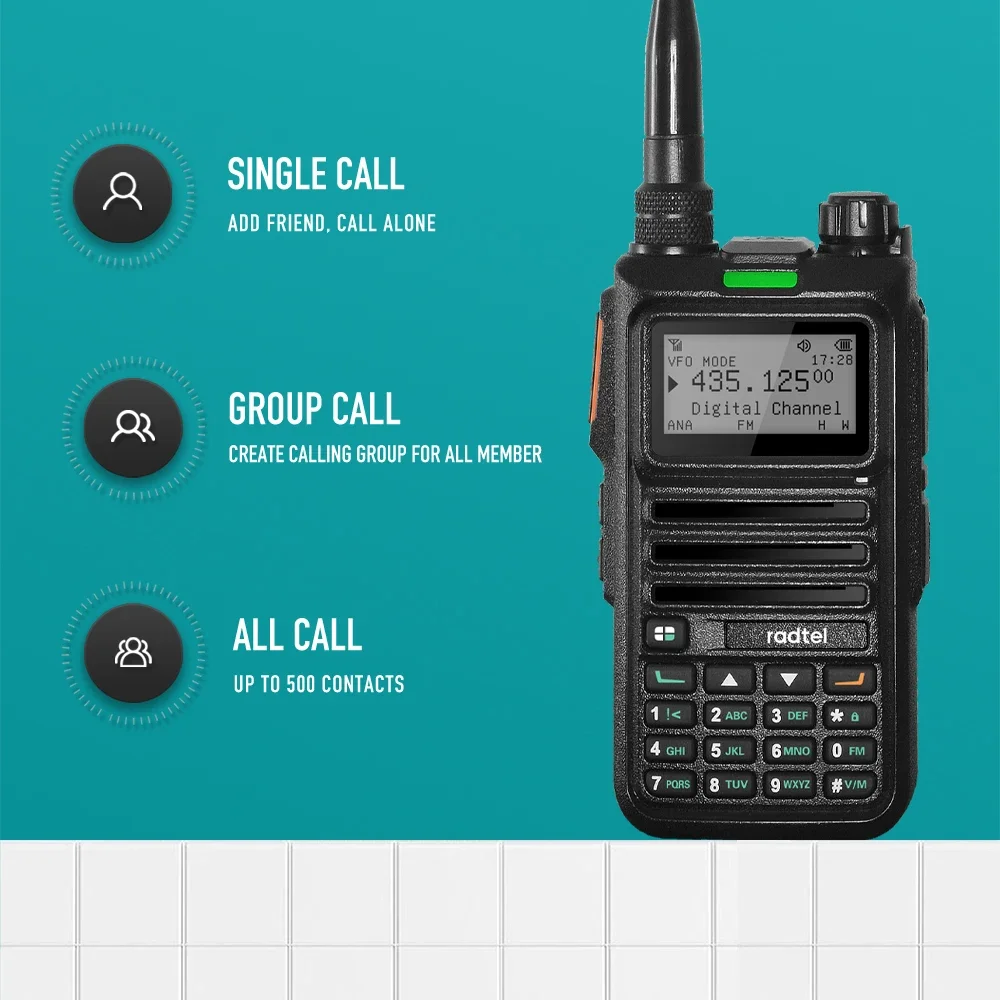 Radtel RT-4D numérique DMR Walperforated Talkie touristes Mode analogique bidirectionnel Radio touristes Time Slot Tier 1 + 2 Ham Radio 1024 canaux