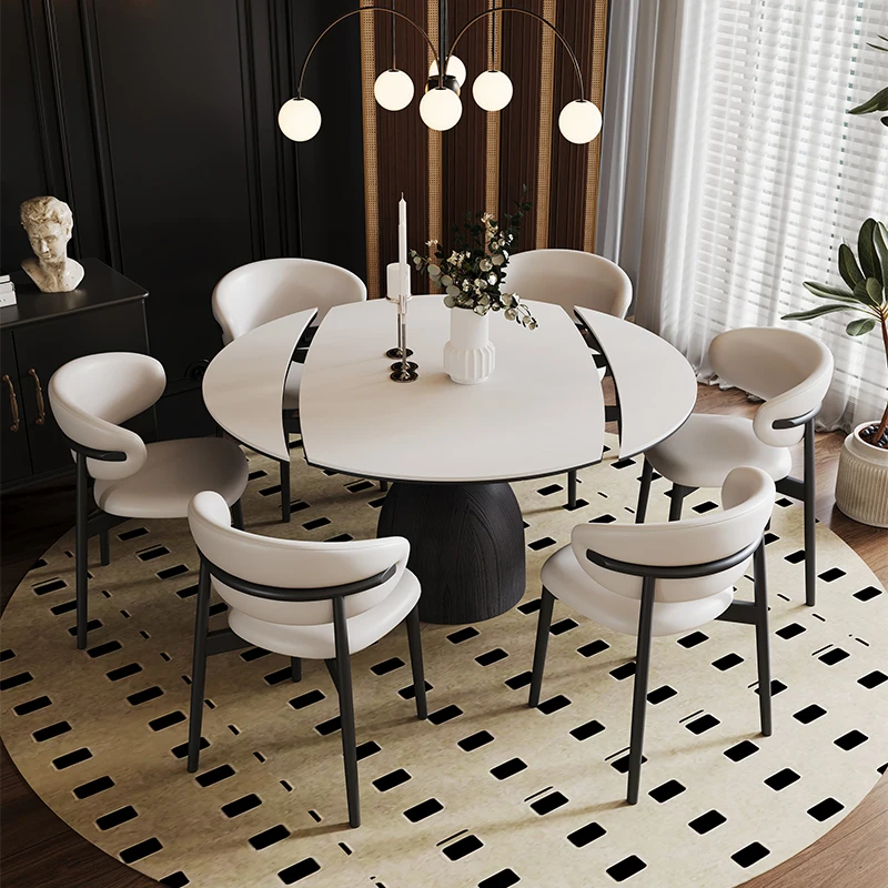 Small household, modern simplicity and light luxury, solid wood folding retractable square, dual-purpose rice