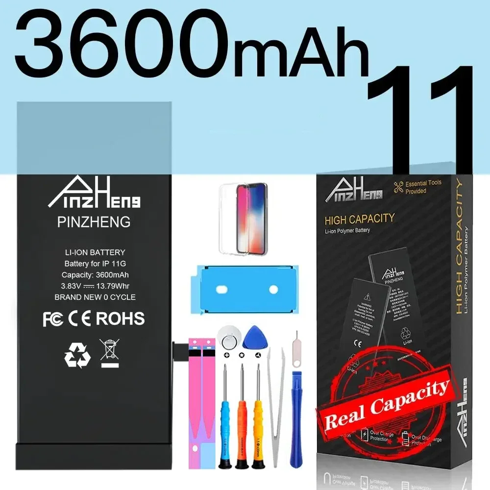 PINZHENG Real High Capacity Battery For iPhone X XR XS 11 12 13