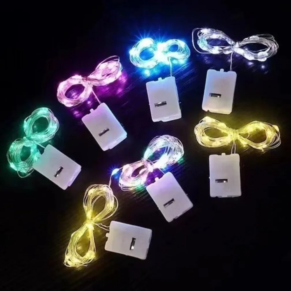 1/2/3M LED-lichtslingers Lichtslinger met batterij Koperdraad Garland Light Fairy Lights voor kerst Bruiloft Decoratie