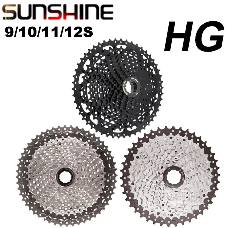 SUNSHINE Cassette 9S 10S 11S 12S MTB Bike Bicycle Freewheel 9V 10V 11V 12V 42/46/50T/52T for M5100 M6100 M7100 M8100 HG Hub