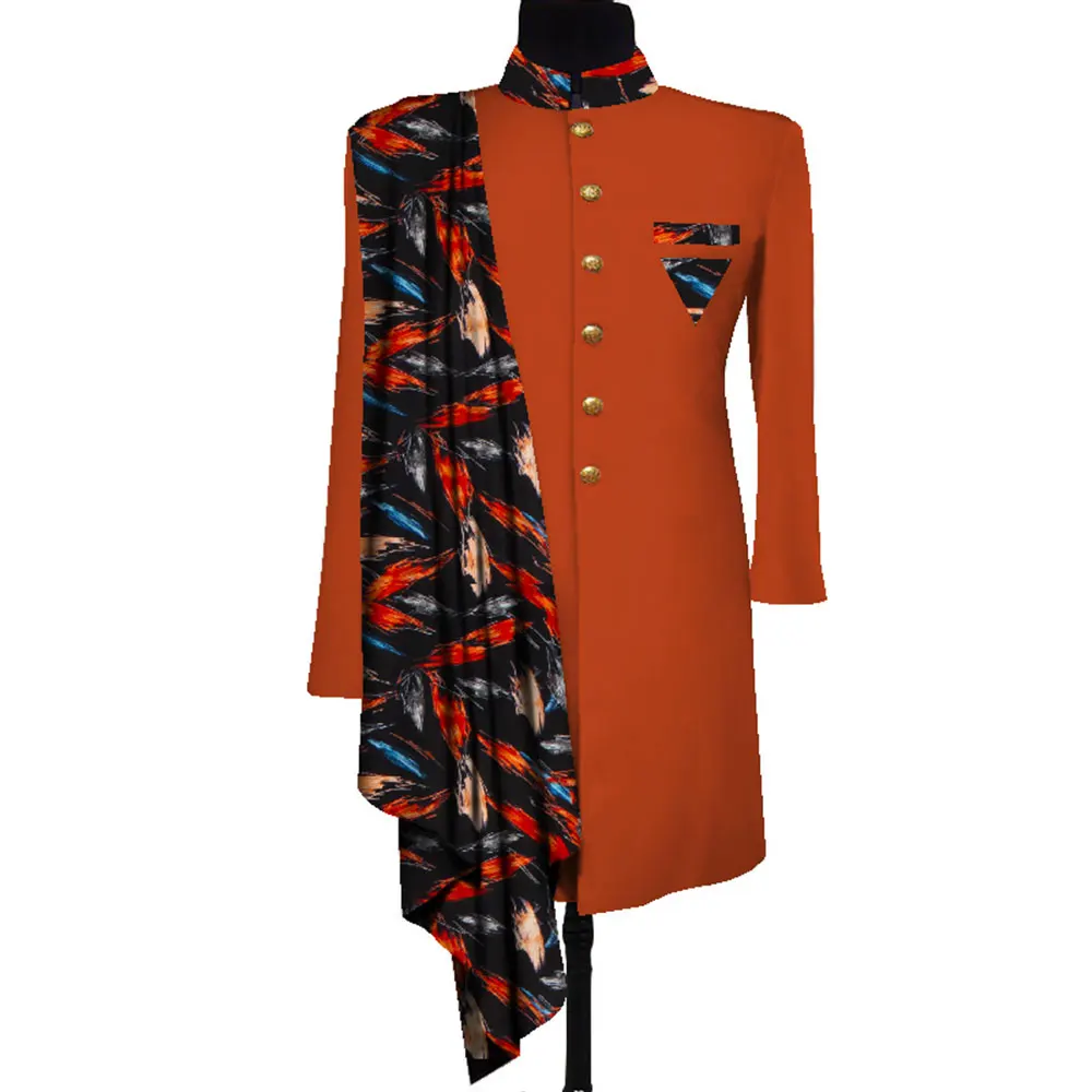 Cappotto da uomo africano Manica lunga Abbigliamento da uomo Giacca da completo Dashiki Top Cappotto Stampa Patchwork Blazer Abito da sposa Camicia