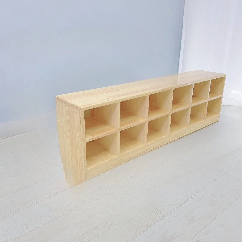 

Kindergarten, solid wood shoe cabinet 12 compartments, wooden, layered, shoe rack