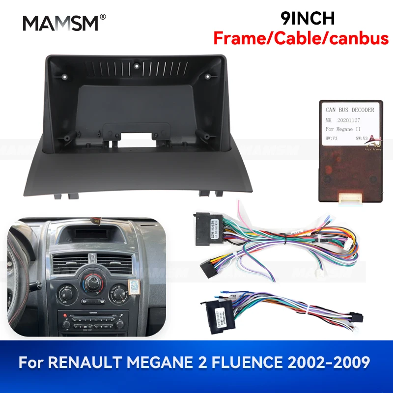 

MAMSM 9-дюймовая рамка для автомагнитолы Android для RENAULT MEGANE 2 FLUENCE 2002-2009, установочная панель для приборной панели, декоративная накладка