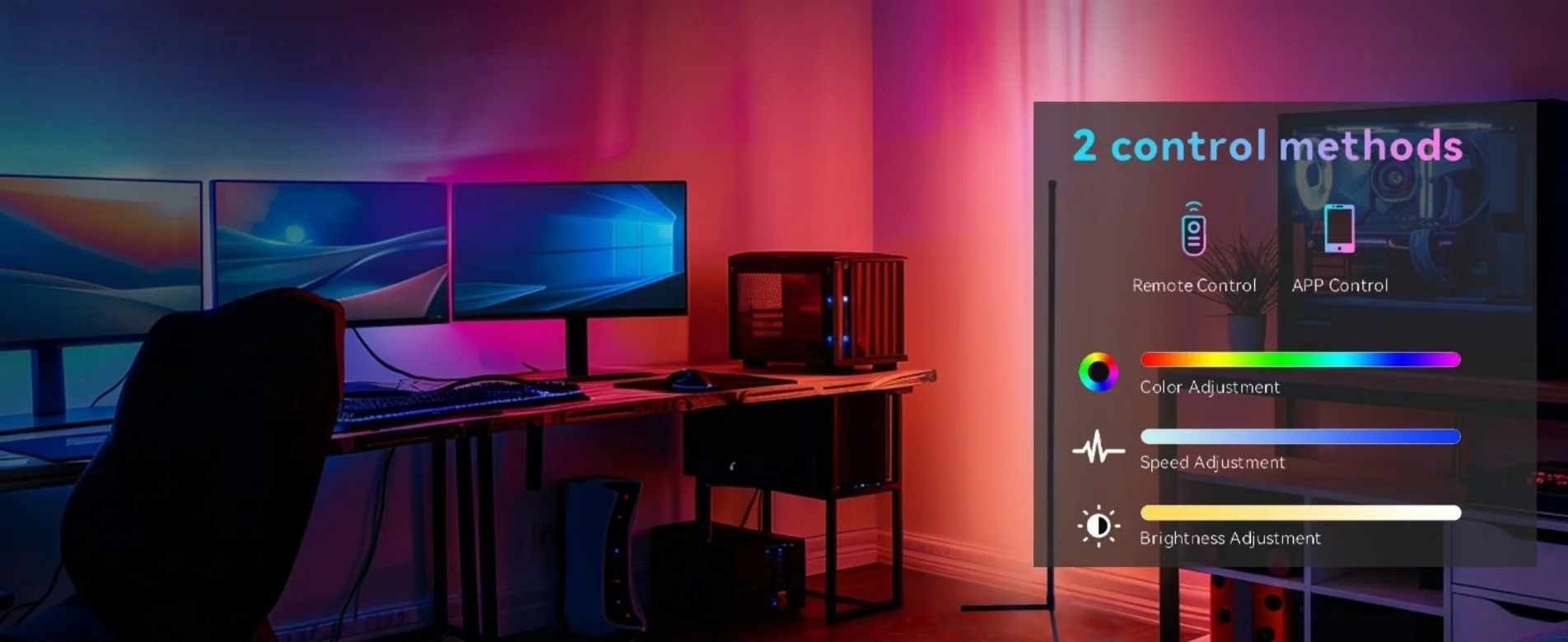 RGB LED Smart Modern Floor Lamp Music Synchronization 16 Million DIY Color Change Suitable for Gaming Room Parties, Etc.