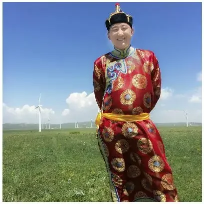 Adult Stage Performance Men's Long Mongolian Robe Performance Clothing