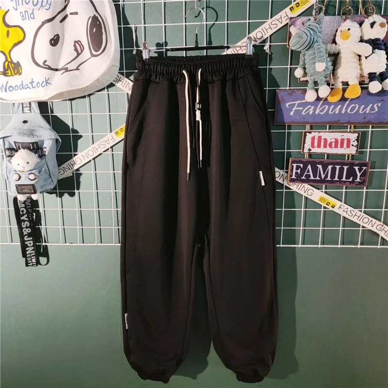 Men's Spring and Autumn Season New Elastic Drawstring Harlan Pants Fashion Trendy Pocket Splicing Casual Versatile Cropped Pants