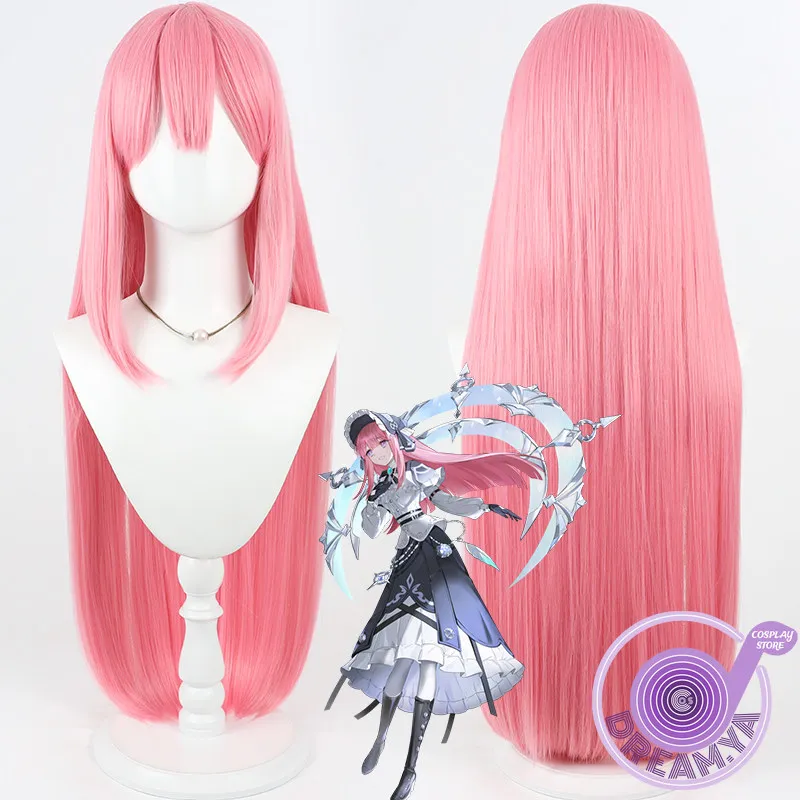 Hübsche rosa lange 100 cm lange hitzebeständige Kunsthaar-Perücke für Halloween, Party, Rollenspiel, Karneval, Charlotte Ruisch, Cosplay-Perücke