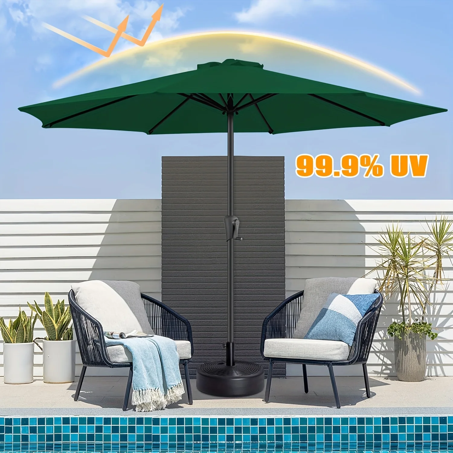 Replacement Fabric for Green Parasol Cloth Pergola with UV Shield 5 Sizes 6 Rib - 8 Rib