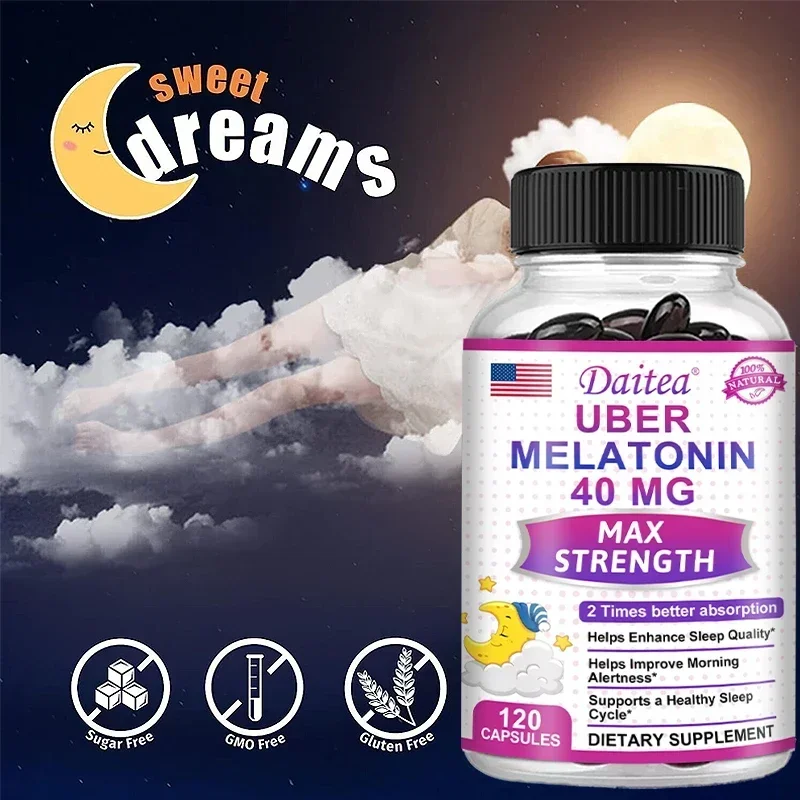 Melatonin for Adults 40 mg, Fast Dissolving Sleep Supplement, Extra Strength Melatonin, Promotes Healthy Rest Cycles, Deep Sleep