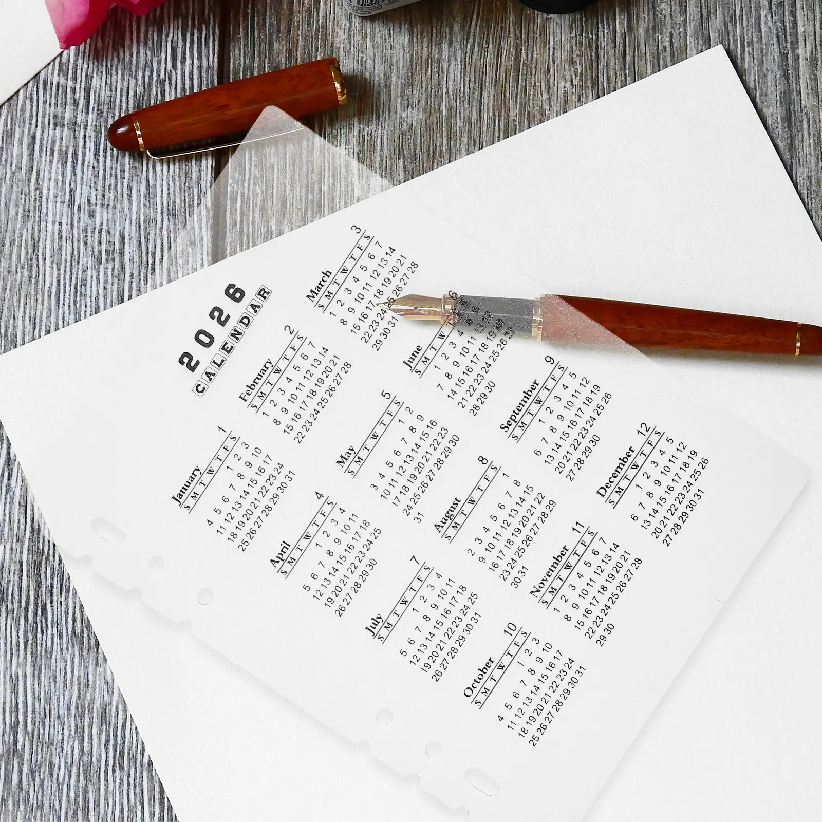 12Pcs A5 Frosted PP Transparent Calendar Dividers 2026 Monthly Planner Refill Inserts for 6-Hole Binder Loose Leaf Notepad