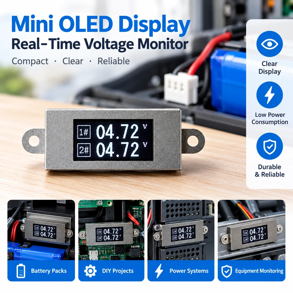 DC 5-30V Powered Dual Way Voltage Meter 0.77 inch OLED Screen Anti-reverse Connection DC Voltage Tester With Mounting Ear