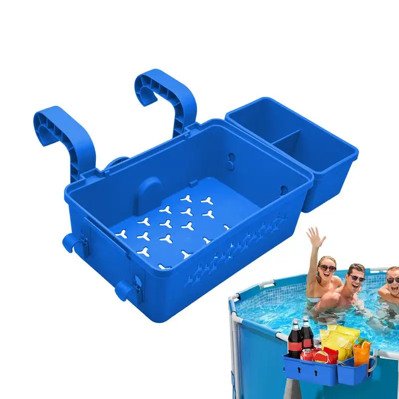 

Pool Storage Basket Plastic Hanging Pool Mesh Organizer Hook Pool Drinks Holder Portable Removable Frame Swim Pool Accessories