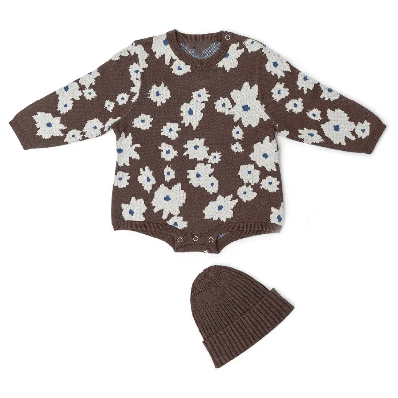 Newborn Ins Baby Autumn Winter Sweater Bodysuit Boy Girl Infant Fashion Flower Knitted Long Sleeves Onesie Toddler Kid Knitwear