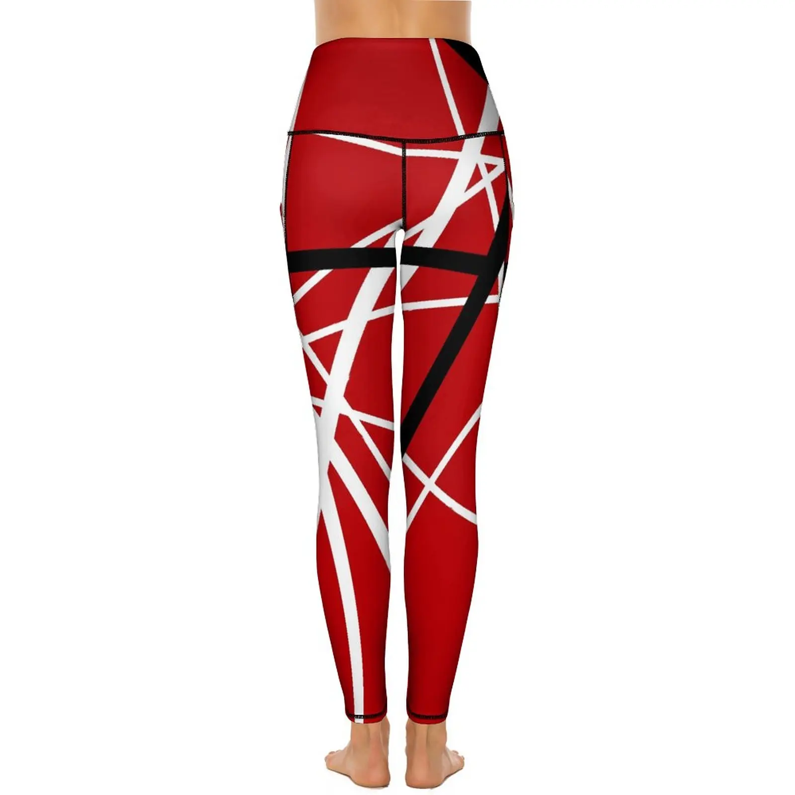 Van Halen-pantalones de Yoga con bolsillos y estampado de líneas, mallas deportivas de Yoga estéticas con realce, mallas deportivas con patrón elástico para entrenar