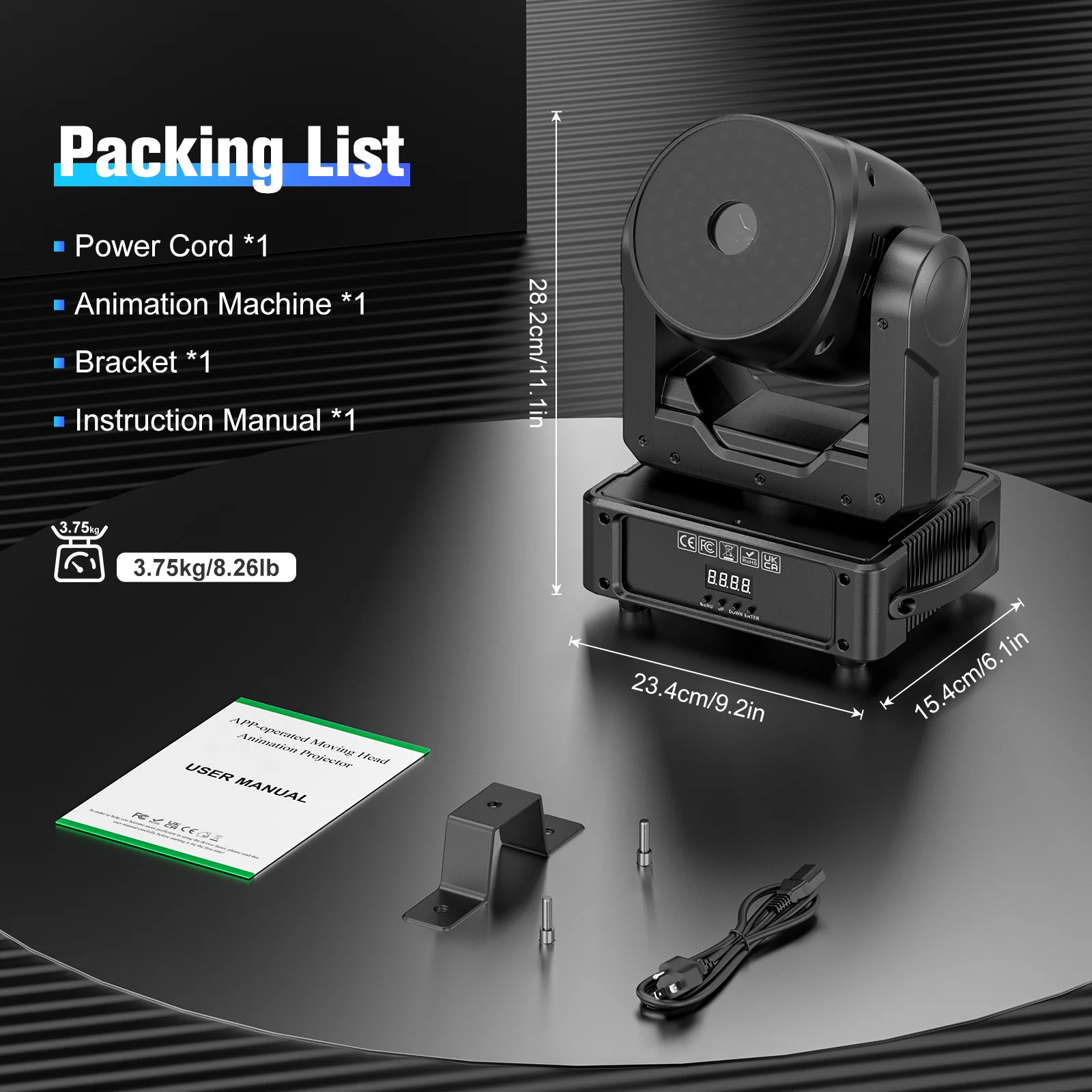 DayFlicker 120W RGB Projector with Bluetooth APP DMX512  Voice Control 28CH For DJParties Stages Bars With 100+ Dynamic Effects