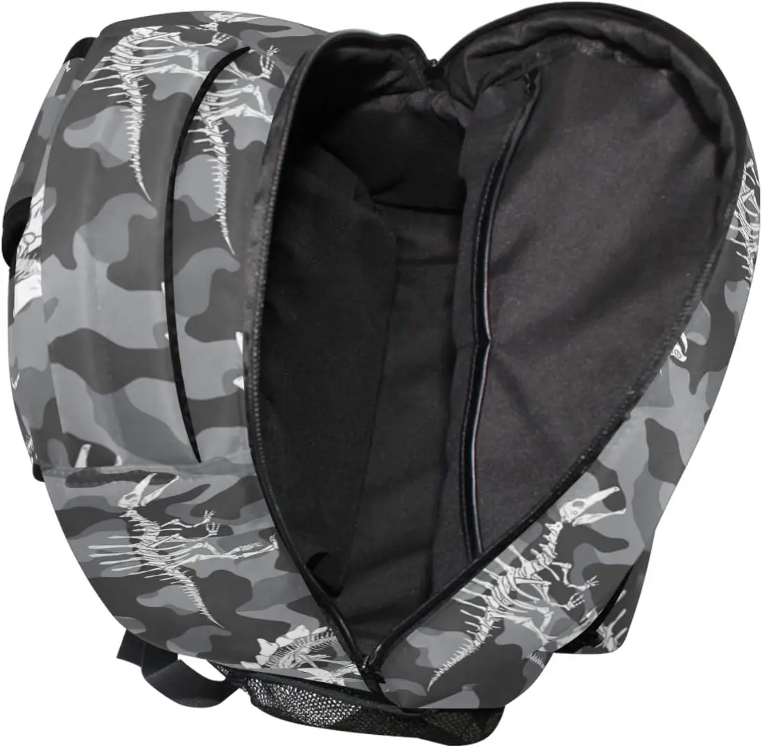 Plecak dla dzieci chłopców z kamuflażem szkieletu dinozaura, wzór dinozaura, tornister szkolny, plecak na laptopa, zwierzęta, komputer, casual