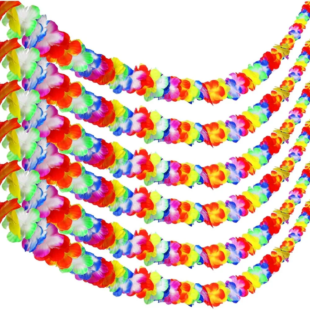 

6 шт. гавайские украшения для вечеринки в стиле Луау, тропические цветочные гирлянды, разноцветный баннер из гибискуса для танцев, летнего пляжа, Bi