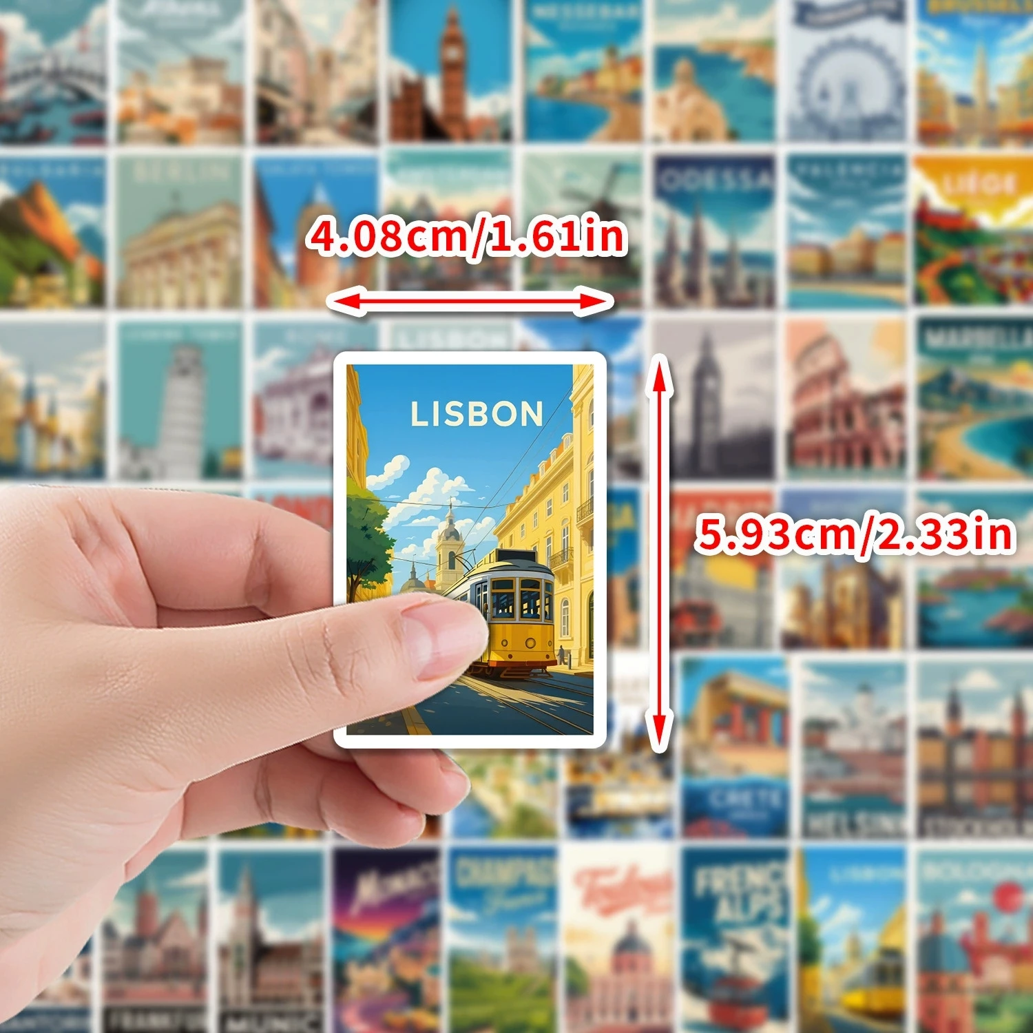 50-100PCS Europe Travel Graffiti Stickers Waterproof Decals for Water Bottle Phone Luggage Scrapbook Traveler Gift Souvenir view 2