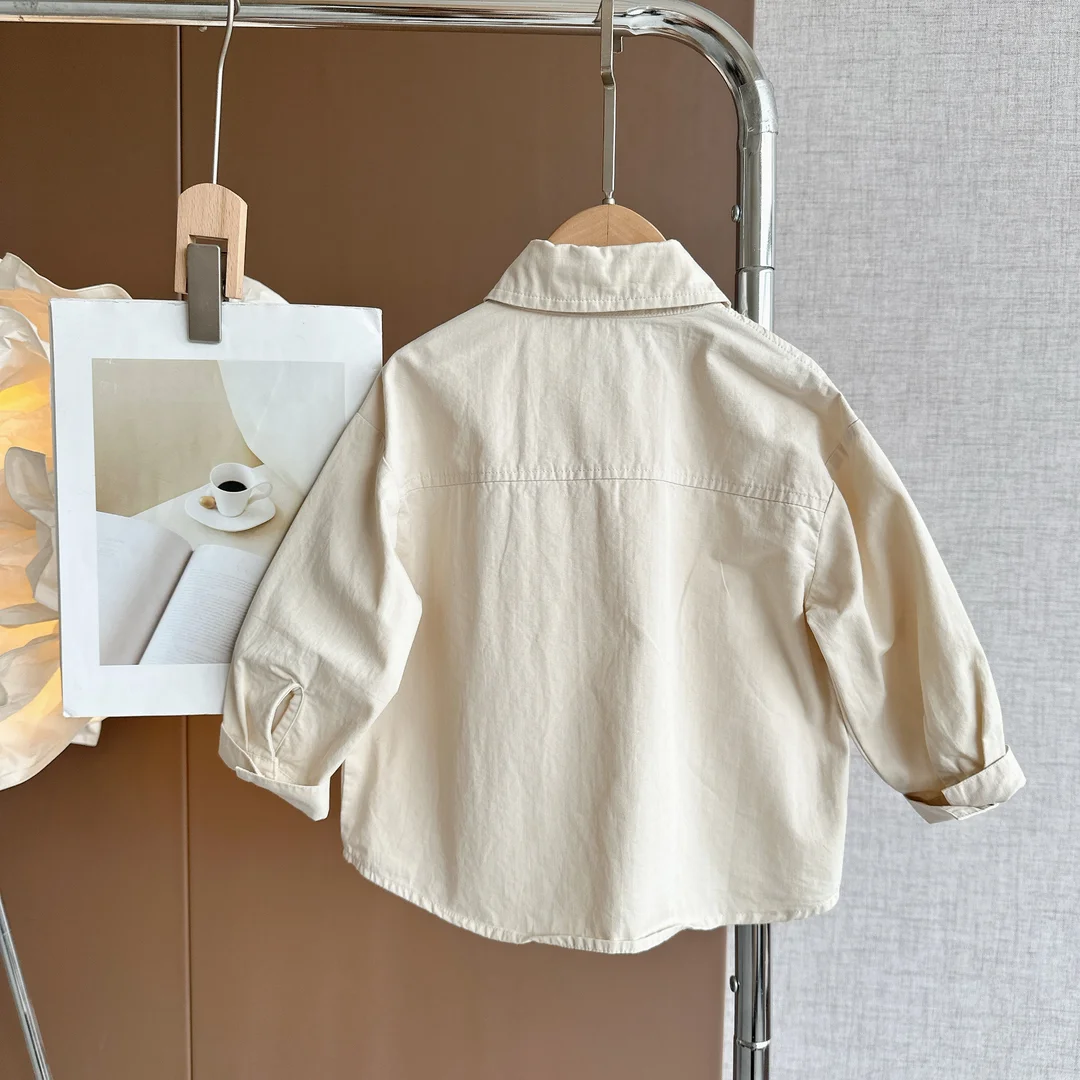 Children\'s Clothing Set Spring and Autumn New Boys and Babies Fashion Loose Solid Color Long Sleeve Shirt and Pants 2PCS