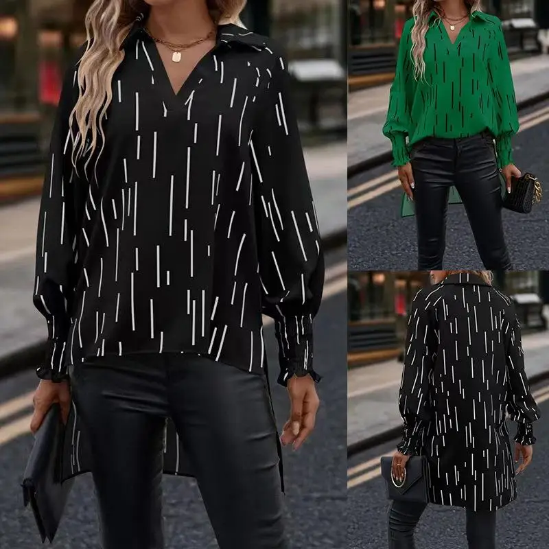 Gestreepte lange Sve-trui voor dames irt Princ Sle polyestervezel Faionable comfortabele lente seizoenstop