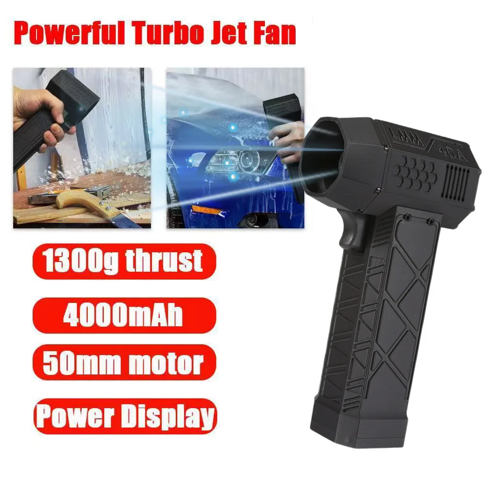 1 PC 1300g Powerful Air Blower Violent Fan High Speed Turbofan with High Air Volume Brushless Charging Handheld Outdoor Car Fan