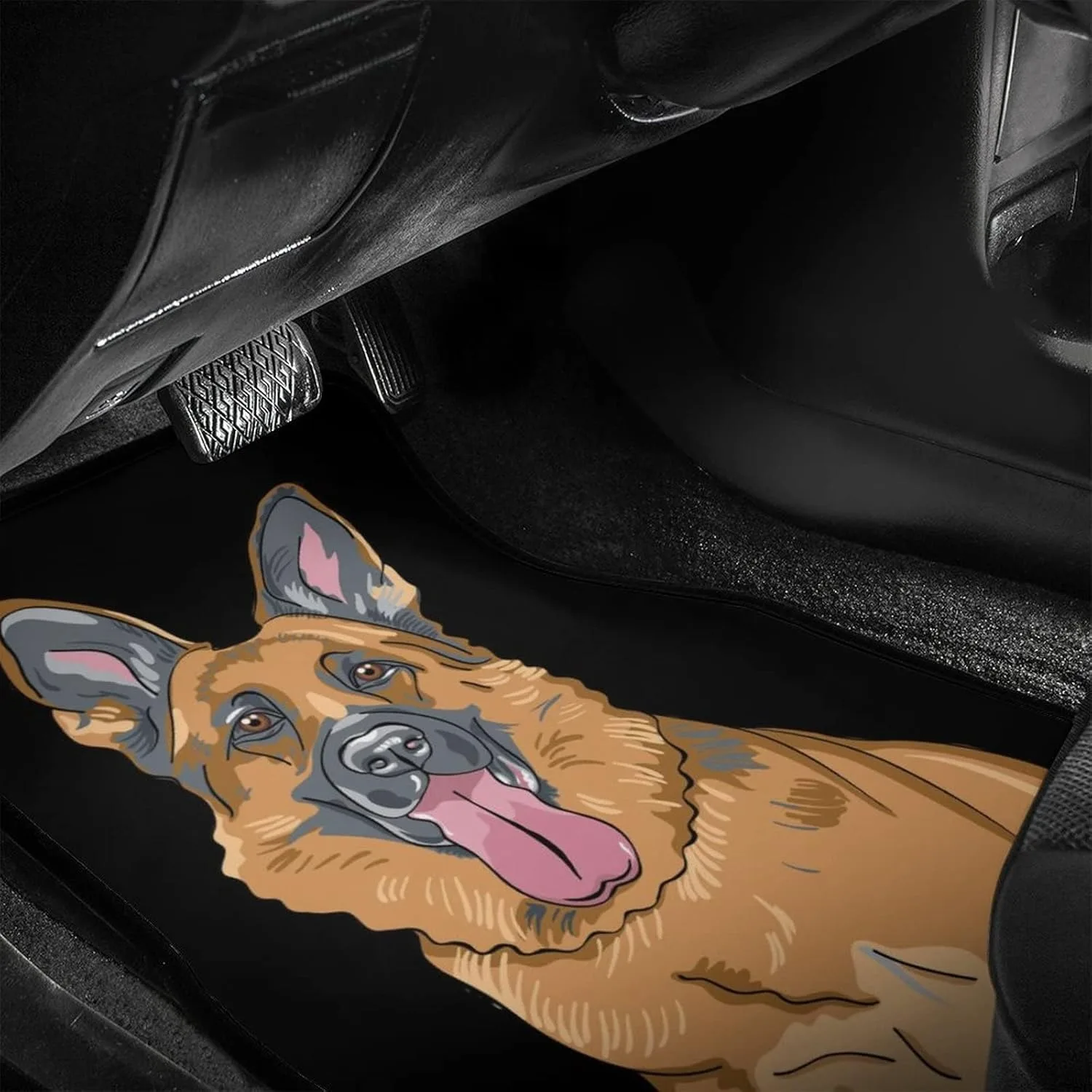 4pcs German Shepherd Dog Paw Print Car Floor Mats Set - Heavy-Duty All-Weather Fit For SUVs, Trucks, Sedans, Vans - Full Front &