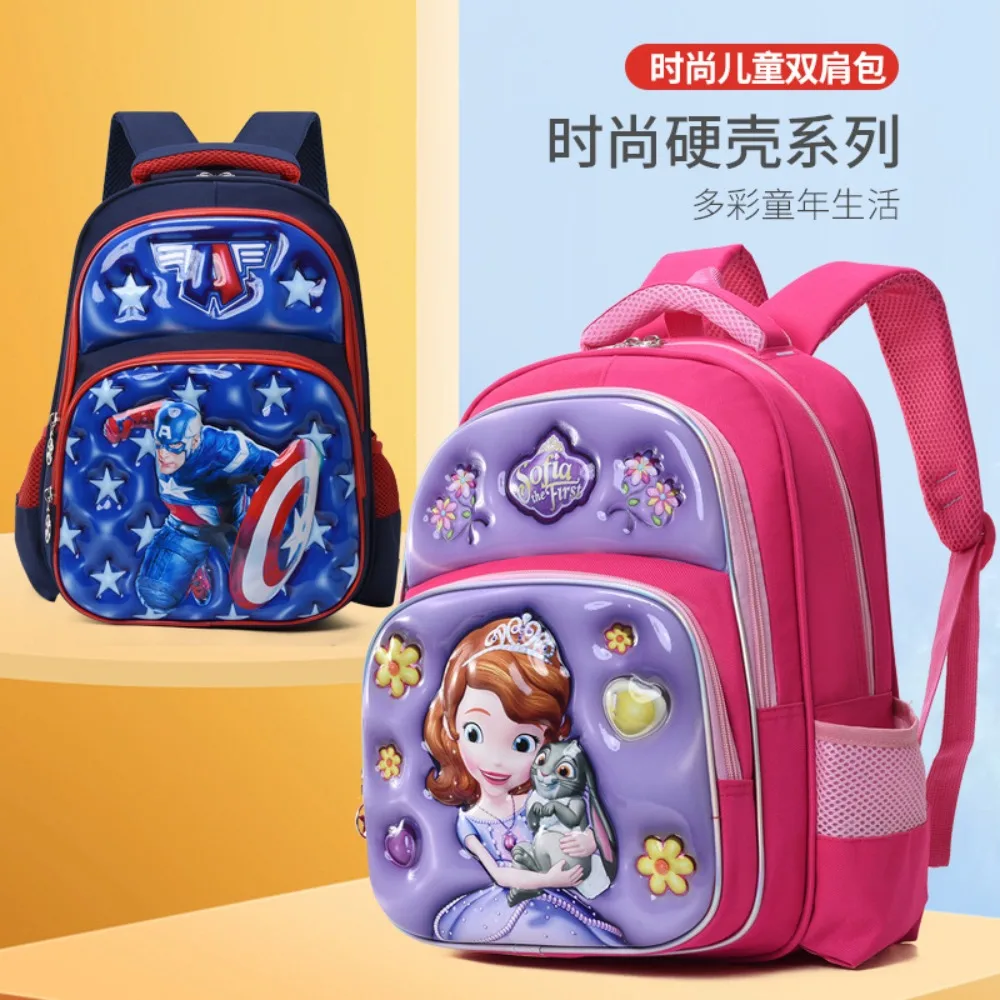 Disney New Fashion 3D Kids Backpack Cartoon Anime Large Capacity Lighten The Burden Spine Protection Kawaii Backpack Child Gift