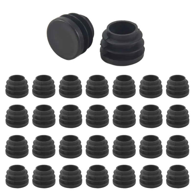 Round Table Chair Leg Tube Pipe Insert End Cap 19Mm Dia 30Pcs Black