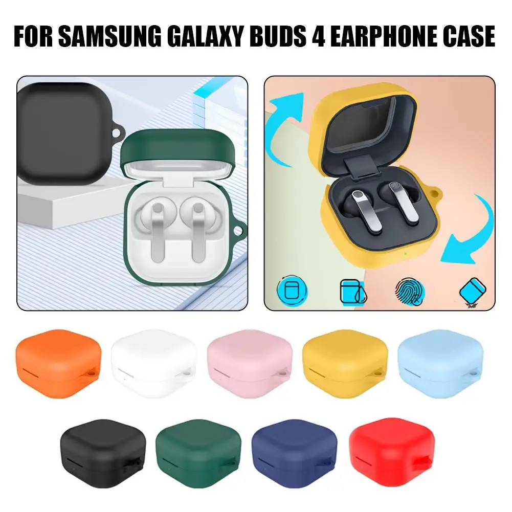 Silicone Protective Cover Case For Samsung Galaxy Buds4/Buds4 Pro Earphone Case Shockproof Shell Case Sleeve With Hook