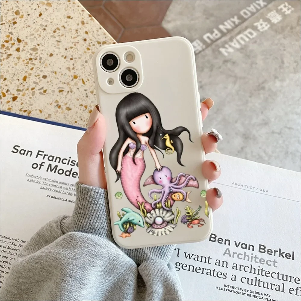 Lovely S-Santoro-Gorjuss Phone Case For Iphone 11 13 14 Pro Max X Xr Xs Max Se2020 12mini White Cover Case