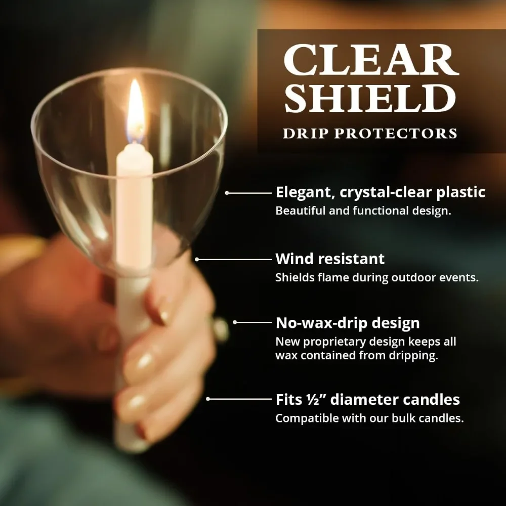 Clear Shield Candle Drip Protectors - (Pack of 1000) Wax Catcher for Candlesticks, Convenient for Church Vigils, Memorial