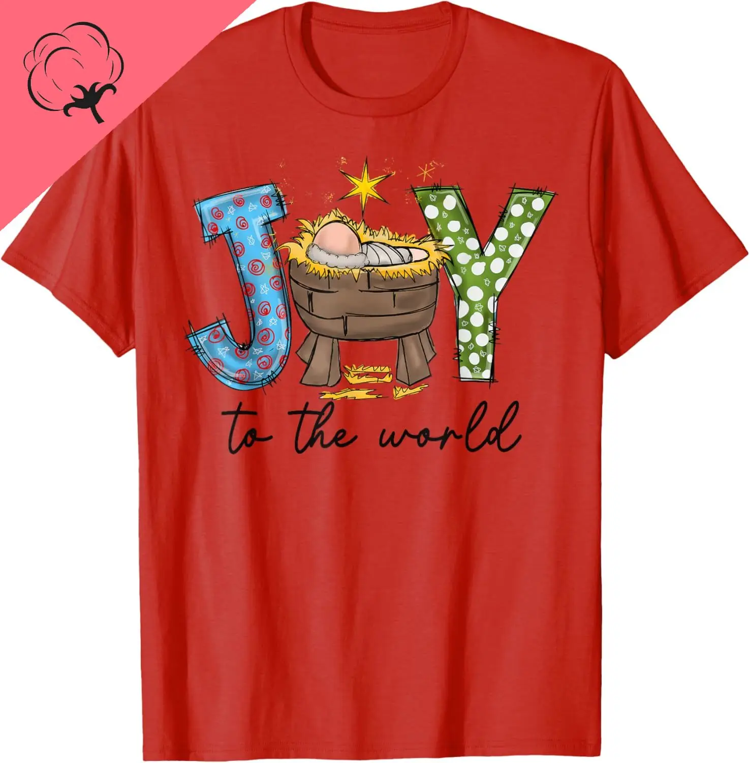 Joy To The World Baby Jesus Christmas Nativity Scene T-Shirt Kawayi Couple Casual  Y2k Graphic Cotton Tee Ropa Hombre